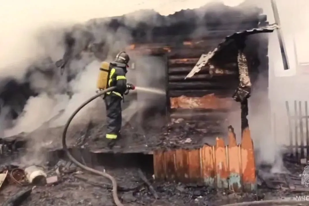 В Омске загорелся частный дом. Обложка © МЧС России