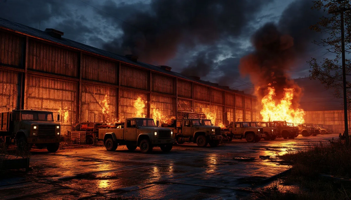 После массированного ракетного удара в Киеве начались пожары. Обложка © Life.ru / Шедеврум