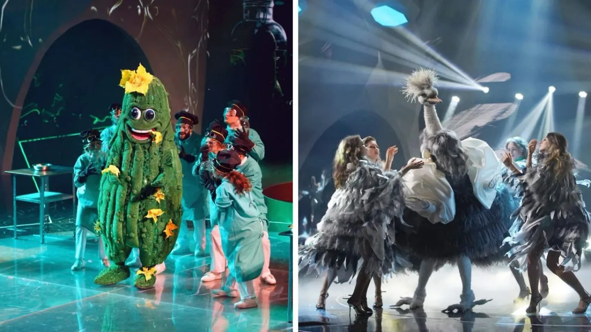 Огурчик снял маску в 9-й серии шоу «Маска-6» от 6 апреля. Фото © Ntv.ru