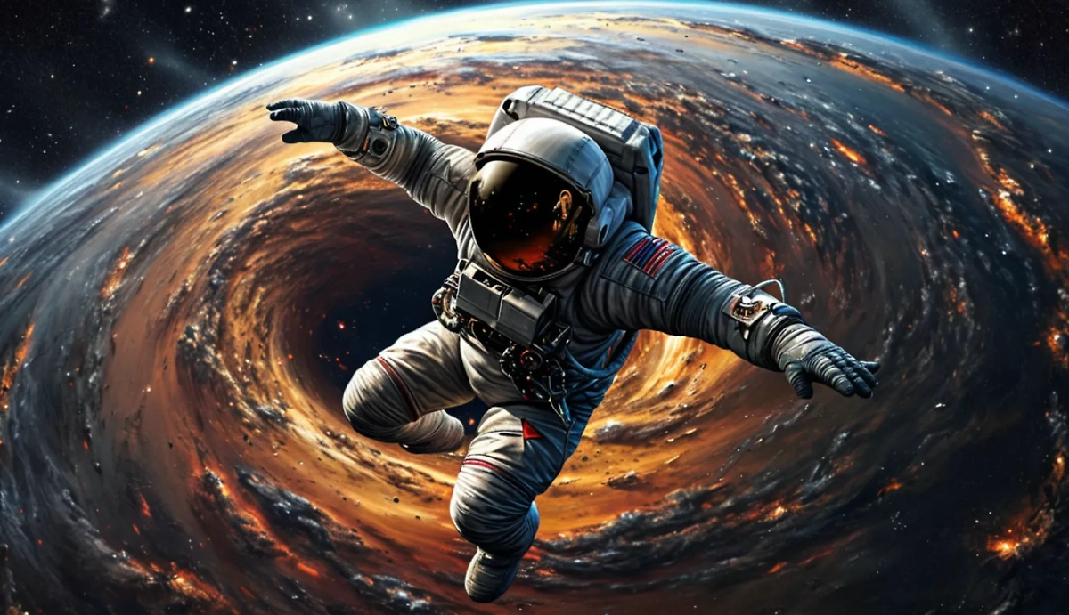 Не стоит прыгать в чёрную дыру, учёные не уверены в вашей мгновенной смерти на сто процентов, но вероятность слишком велика. Фото © «Шедеврум»