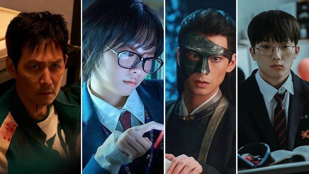 Дорамы 2025: что смотреть, какие самые топовые. Обложка © Кадр из фильма «Игра в кальмара», «Девять пазлов», «Сы Цзинь», «Слабый герой» / Kinopoisk