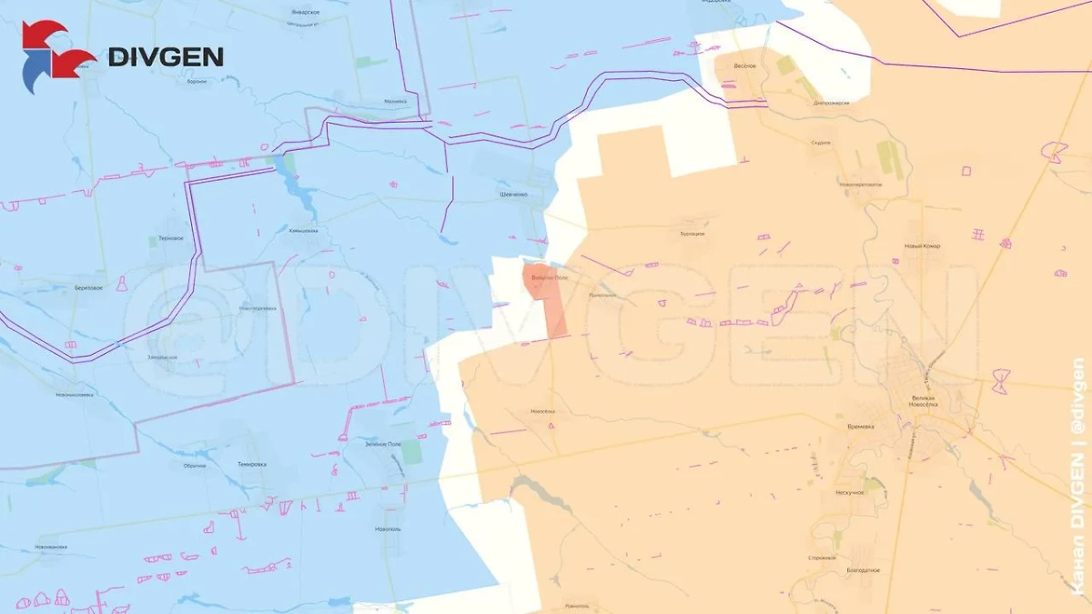 Карта СВО на 17 мая 2025 года. Армия России освободила Вольное Поле. Фото © Telegram / divgen
