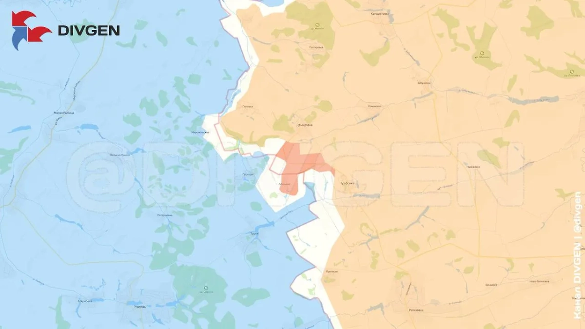 Карта СВО на 20 мая 2025 года. ВС России освободили Марьино. Фото © Telegram / DIVGEN 🚩 Карта СВО