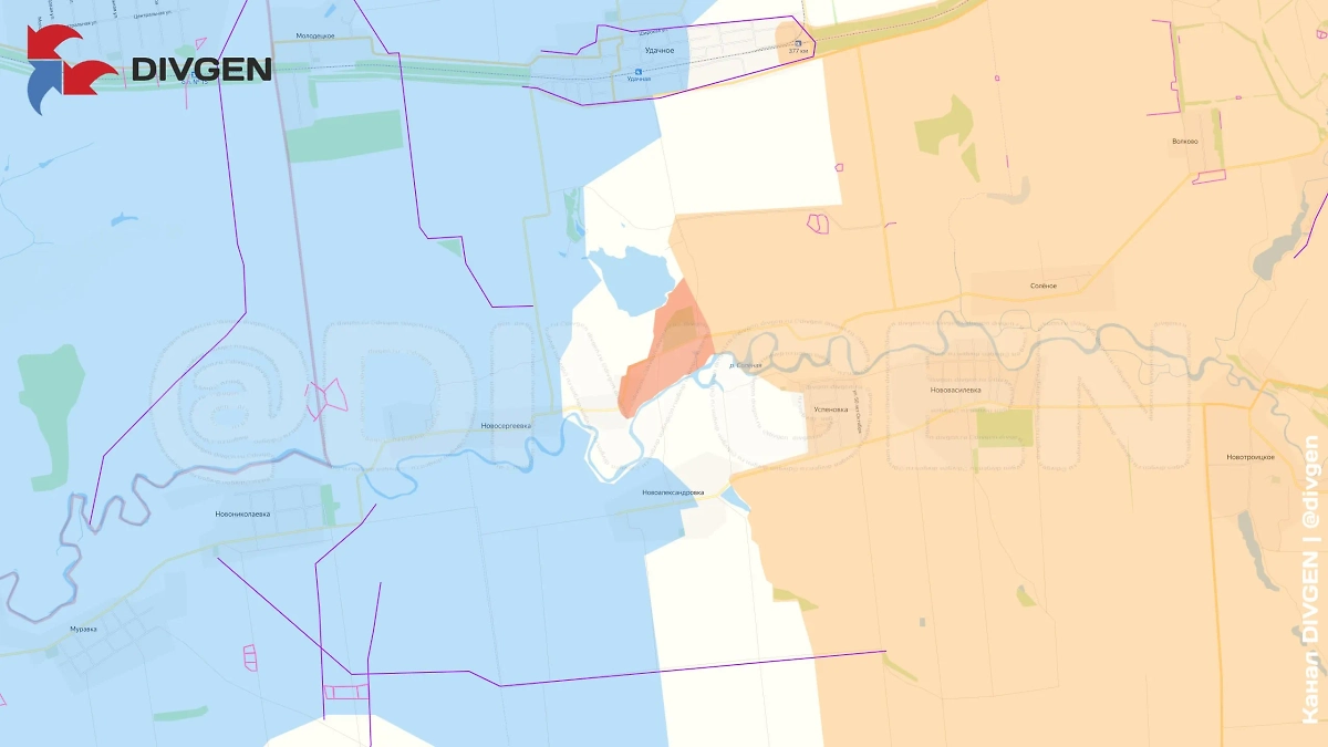 Карта СВО на 11 мая 2025 года. ВС РФ вошли в Новосергеевку. Фото © Telegram / DIVGEN 🚩 Карта СВО