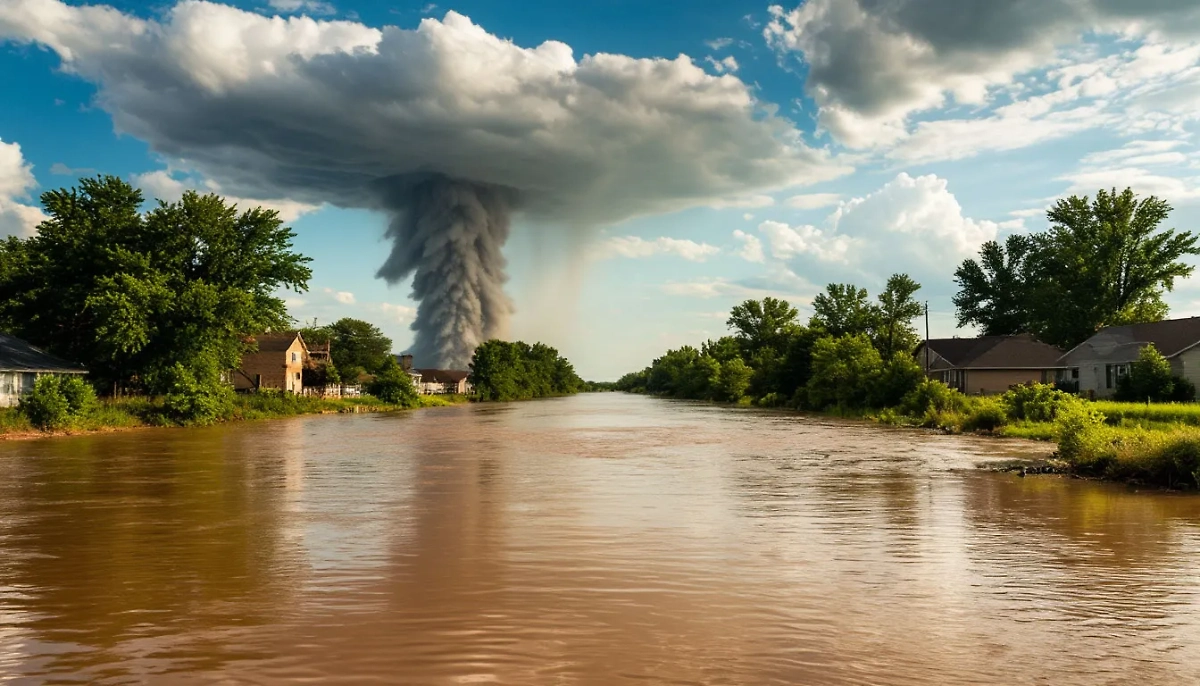 Жара, смерч и наводнение. © Шедеврум / Life.ru