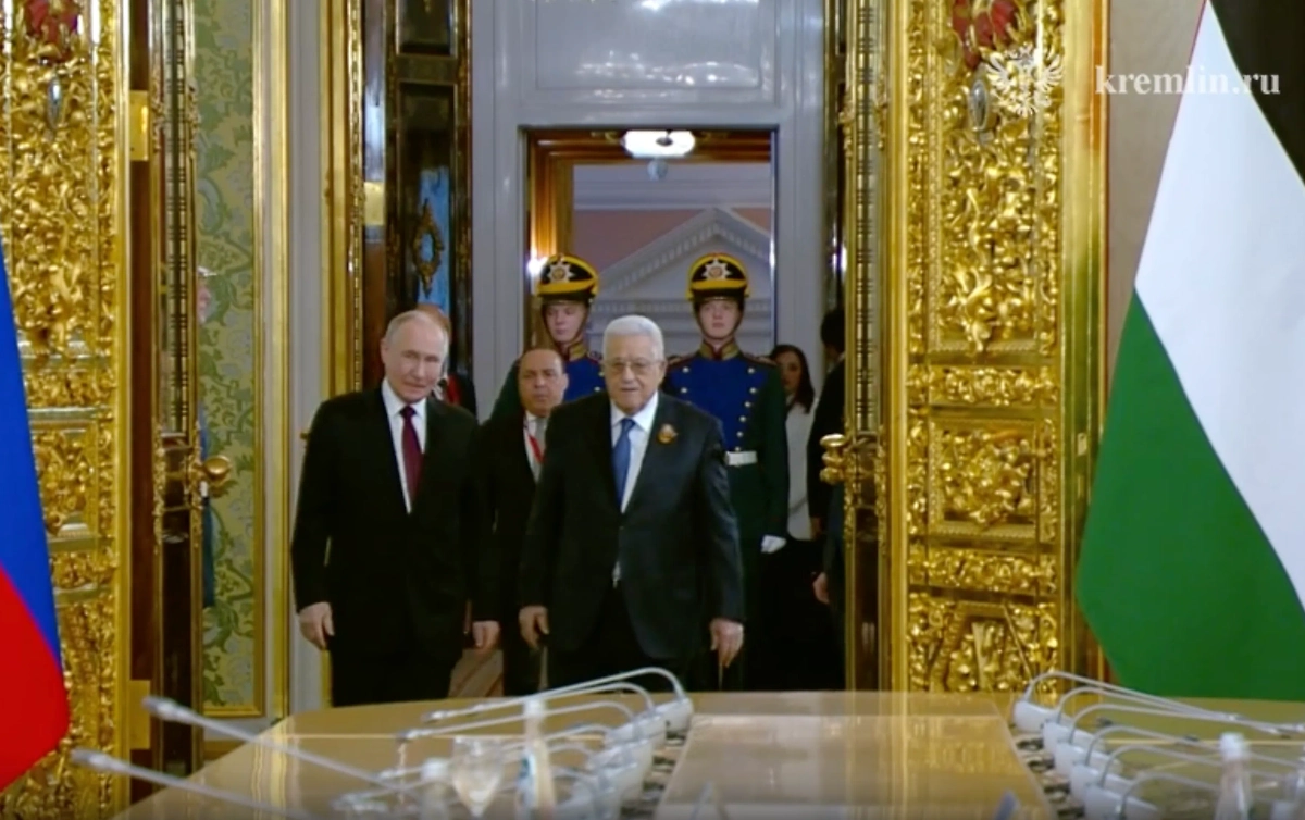 Встреча в Кремле Владимира Путина и Махмуда Аббаса. Видео © Telegram / Кремль. Новости