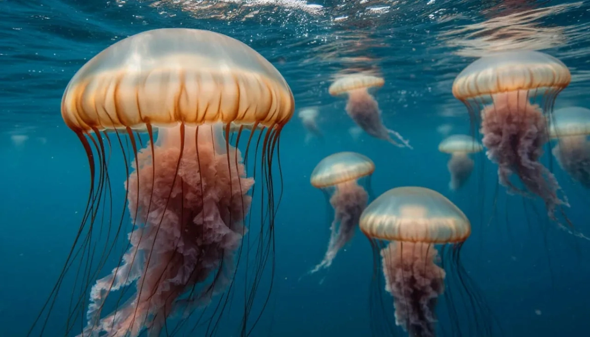 Медузы в море. Обложка © Шедеврум / Life.ru