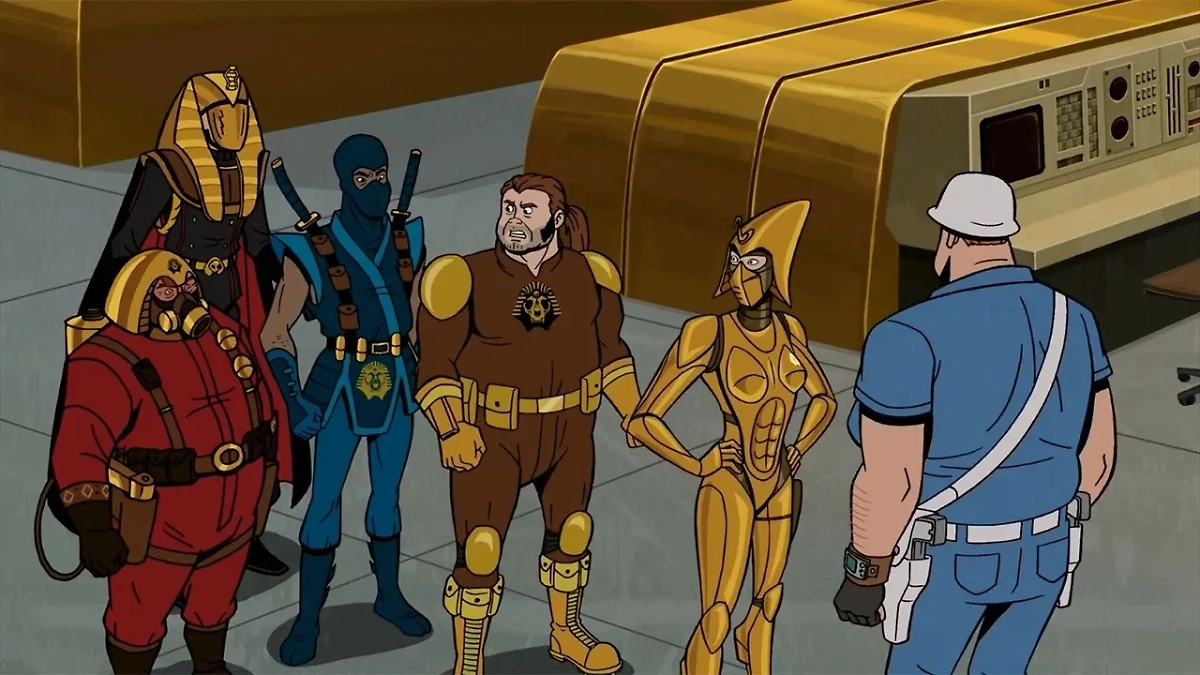 «Братья Вентура» — сатира на супергеройские клише и поп-культуру. Фото © Кадр из мультфильма «Братья Вентура», режиссёры Кристофер Маккаллок, Джон Шнепп, Ки-Ён Пай и др., сценаристы Кристофер Маккаллок, Док Хаммер, Бен Эдлунд / Kinopoisk