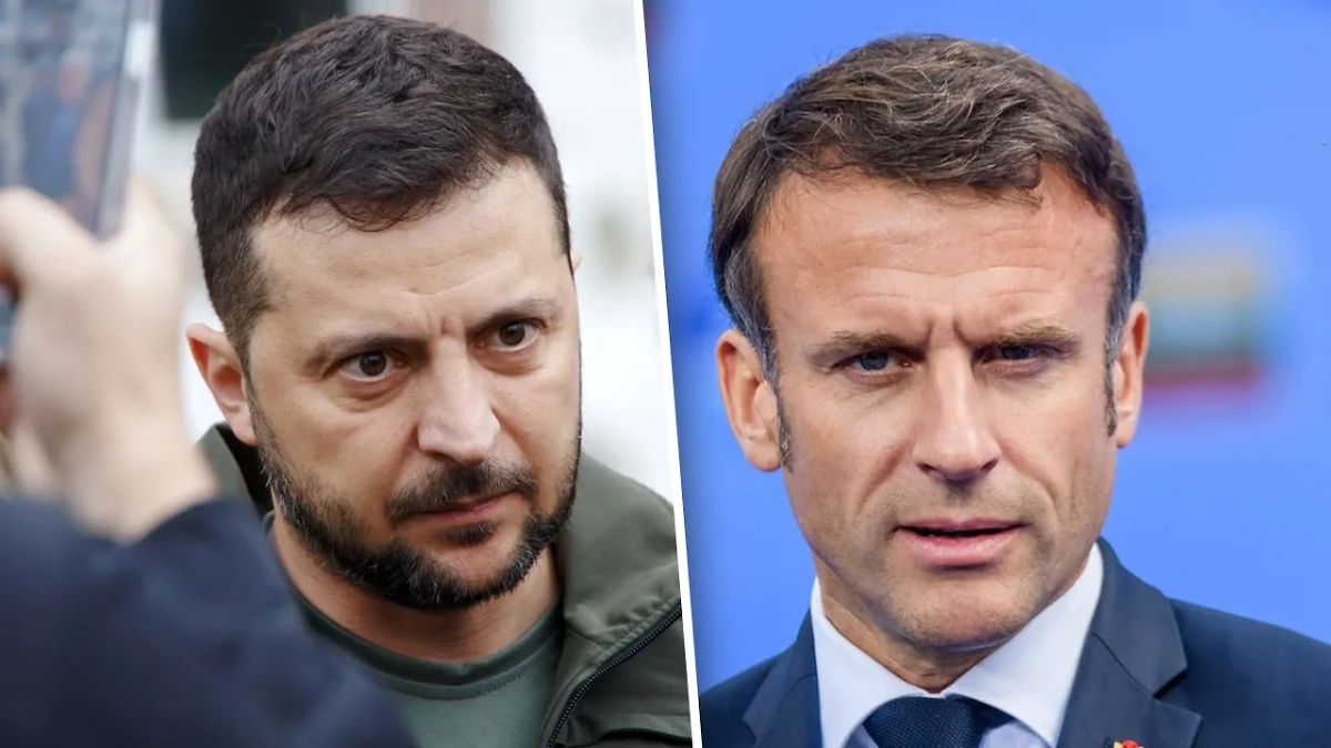 Владимир Зеленский и Эмманюэль Макрон. Обложка © Shutterstock / FOTODOM / Dmytro Larin / Gints Ivuskans