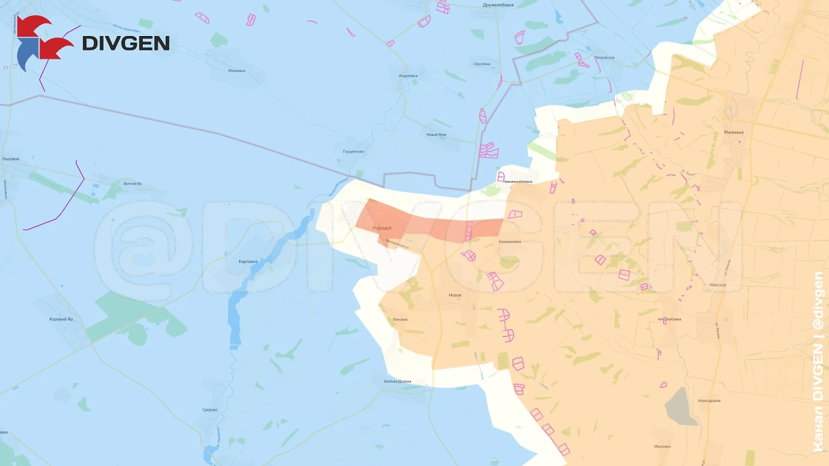 Карта СВО на 30 мая 2025 года. ВС РФ освободили Редкодуб на Оскольском фронте. Фото © Telegram / DIVGEN 🚩 Карта СВО