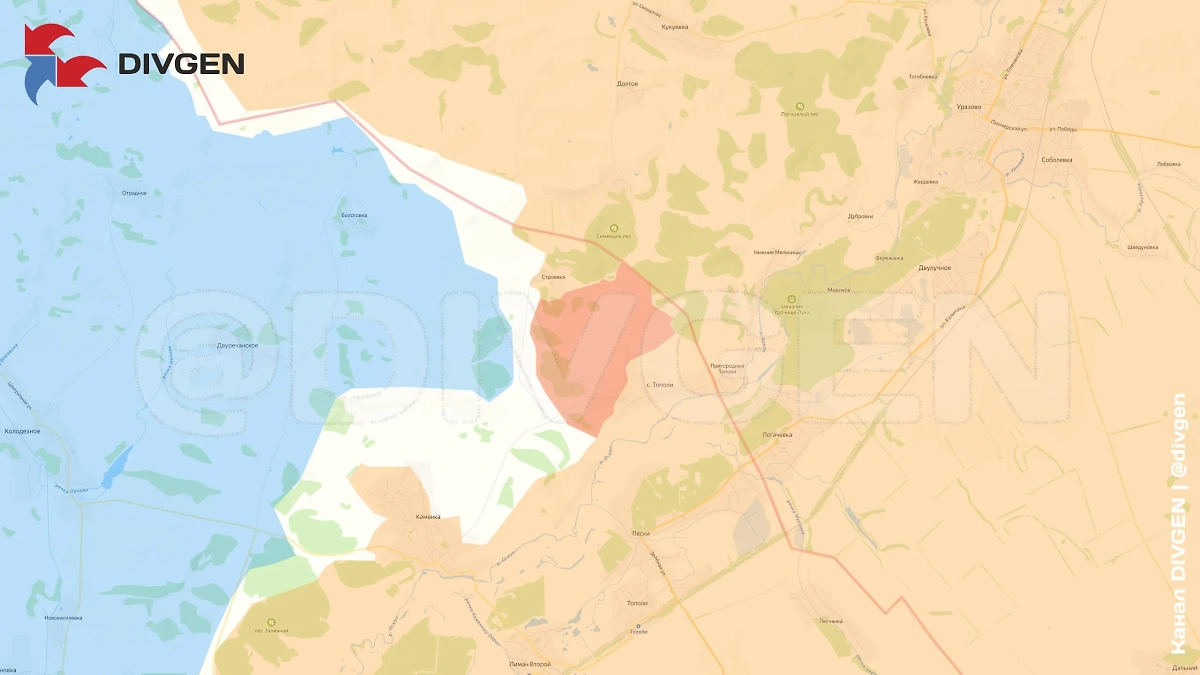Карта СВО на 30 мая 2025 года. Купянское направление. Российская армия продвигается в лесных массивах у Строевки. Фото © Telegram / DIVGEN 🚩 Карта СВО 