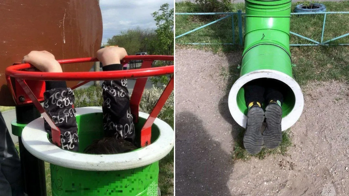 В Челябинской области ребёнок попал в западню на детской площадке. Фото © Telegram / МЧС Челябинской области