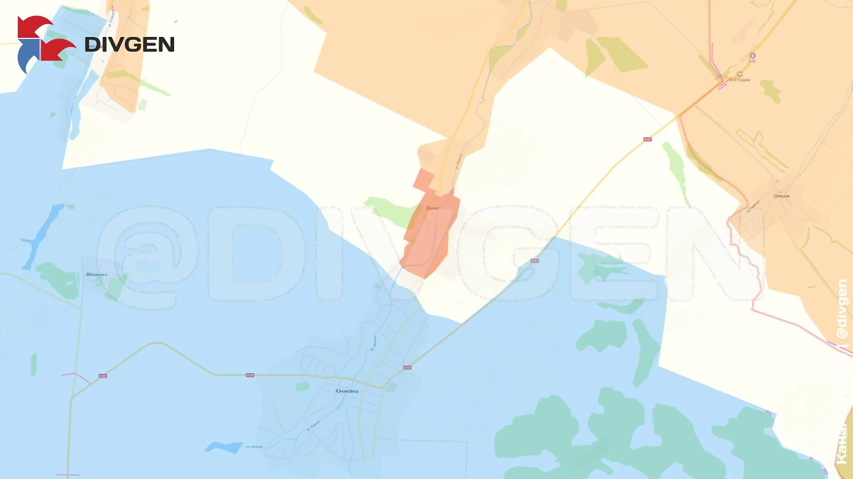 Карта СВО на 21 мая 2025 года. Сумская область, ВС РФ продвигаются в Локне. Фото © Telegram / DIVGEN 🚩 Карта СВО