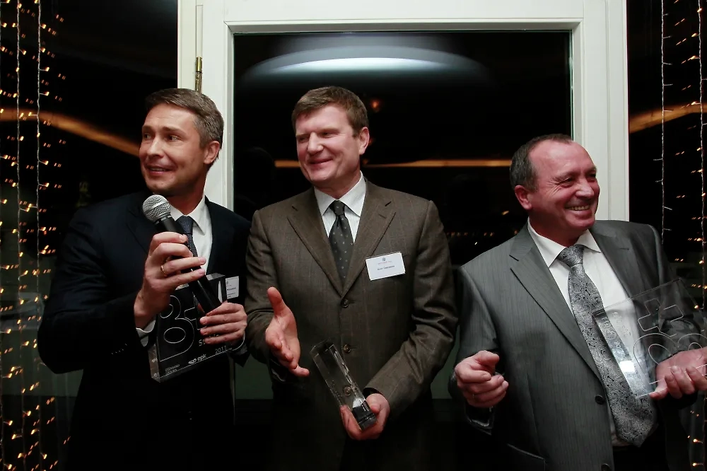 Встреча партнёров «Европейской подшипниковой корпорации» — Александр Москаленко, Олег Савченко и Александр Копецкий. Фото © РИА Новости / Валерий Левитин