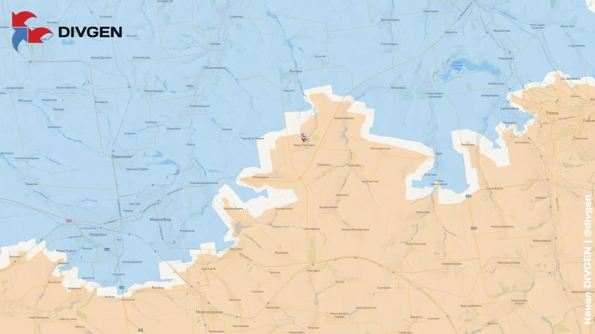 Карта СВО на 23 мая 2025 года. Освобождён населённый пункт Новая Полтавка. Фото © Telegram / https://t.me/divgen