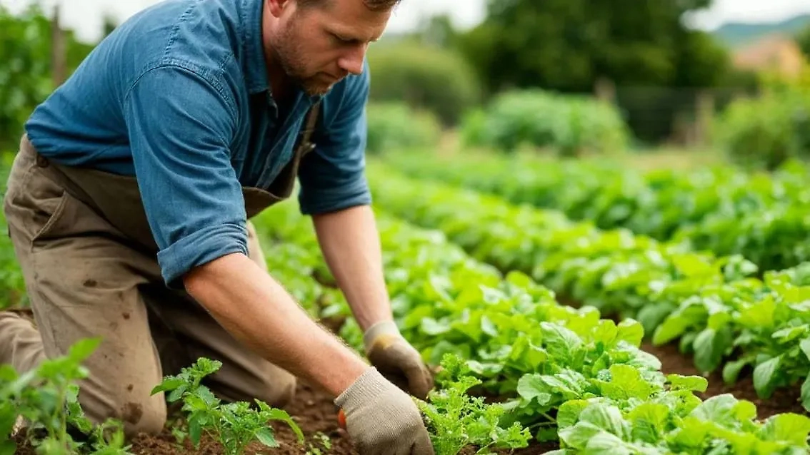 Дачник работает на грядке. Обложка © «Шедеврум» / Life.ru