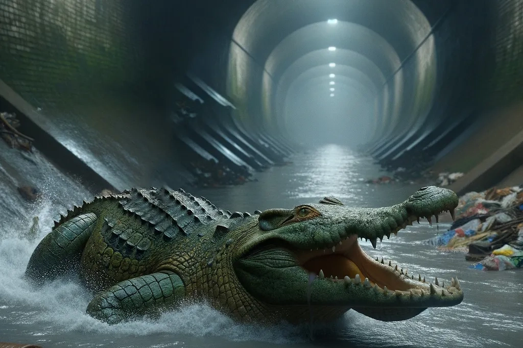 Считалось, что в канализациях Нью-Йорка водится популяция крокодилов. Фото © Shutterstock AI Generator