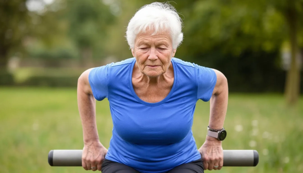 Пенсионерка тренируется. Обложка © «Шедеврум» / Life.ru