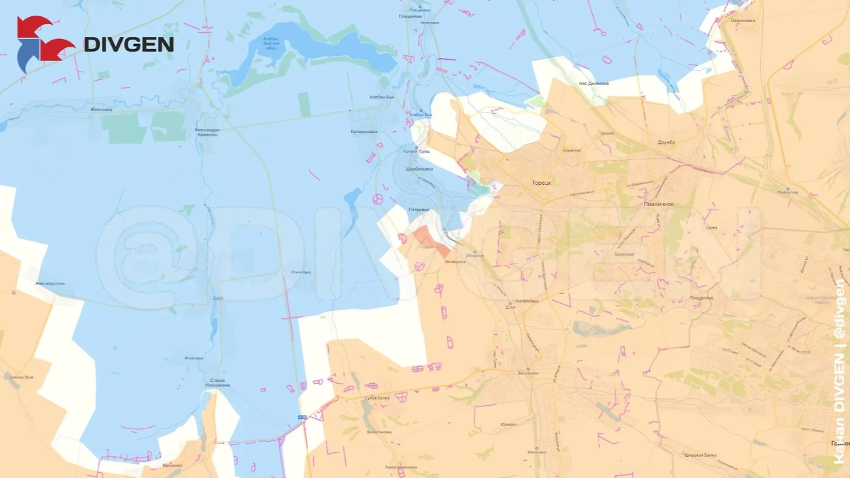 Карта СВО на 6 мая 2025 года. ВС РФ зацепились за южную окраину Петровки. Фото © Telegram / divgen