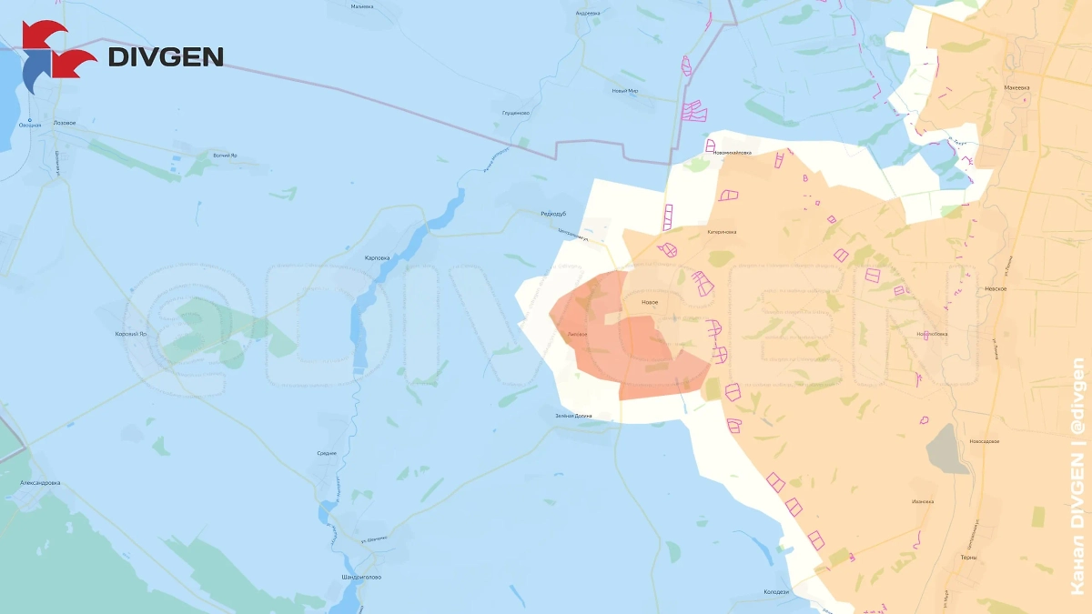 Карта СВО на 8 мая 2025. ВС РФ освободили Липовое в ДНР. Фото © Telegram / divgen