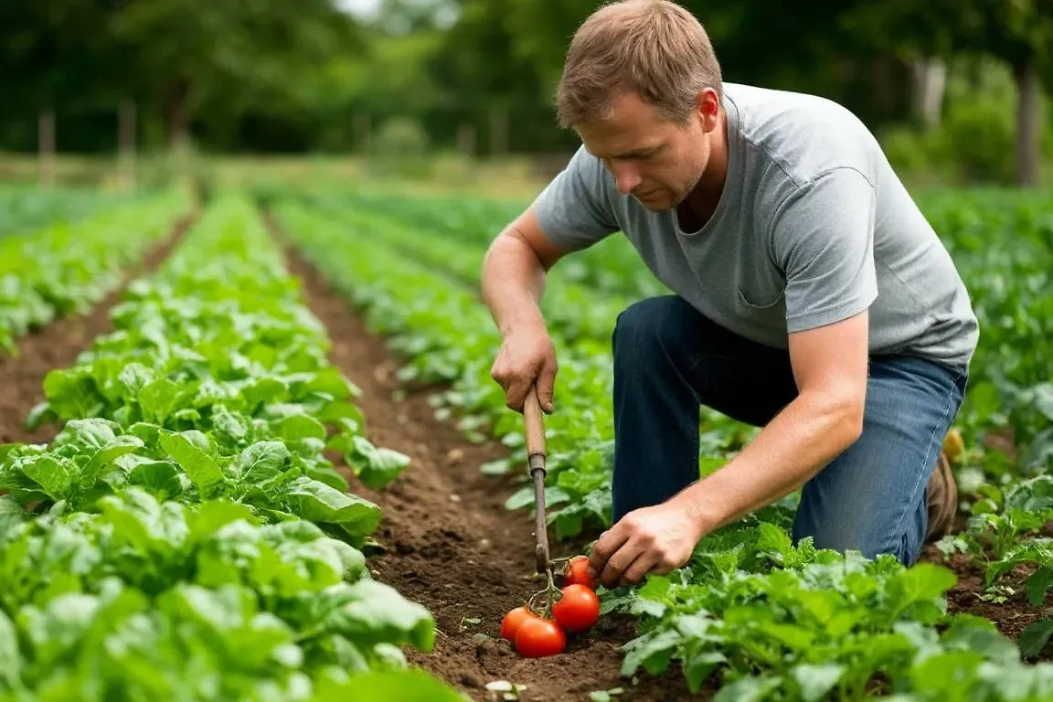 Дачник работает в огороде. Обложка © «Шедеврум» / Life.ru