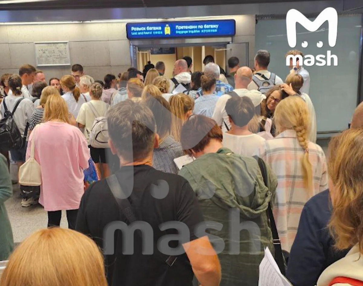 Очередь туристов на розыск багажа. Обложка © Telegram / Mash