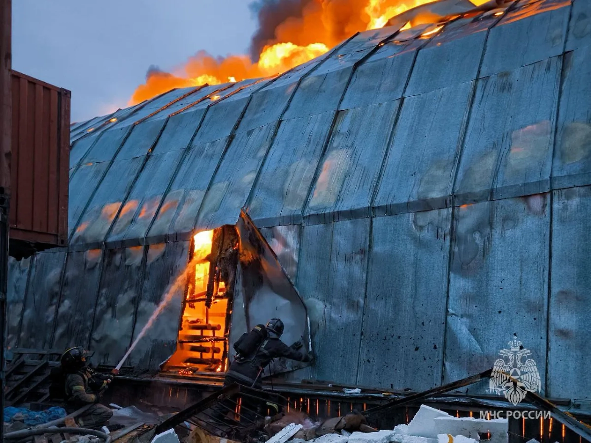 Пожар на складе в Якутске. Обложка © Telegram / МЧС Республики Саха (Якутия)