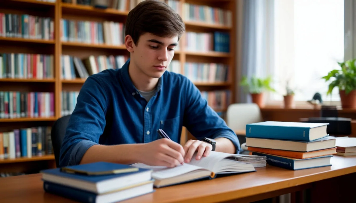 Школьник за учебниками. Обложка © «Шедеврум» / Life.ru