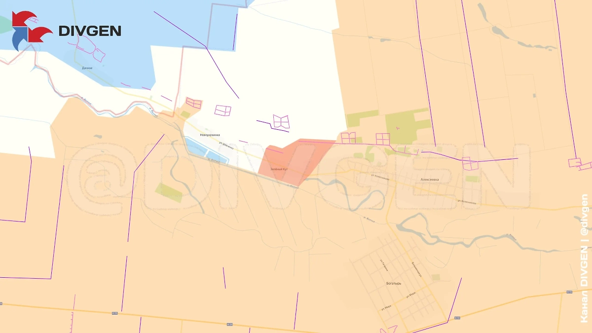 Карта СВО на 15 июня 2025 года. ВС РФ освободили Зелёный Кут в ДНР. Фото © Telegram / DIVGEN 🚩 Карта СВО