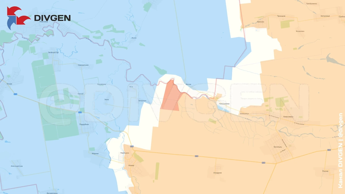 Карта СВО на 17 июня 2025 года. Армия России продвигается вдоль границы ДНР и Днепропетровской области. Фото © Telegram / DIVGEN 🚩 Карта СВО