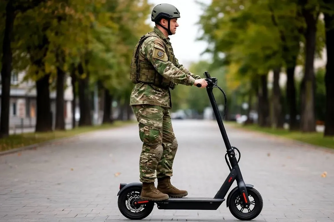 Военный на электросамокате. Обложка © Шедеврум / Life.ru