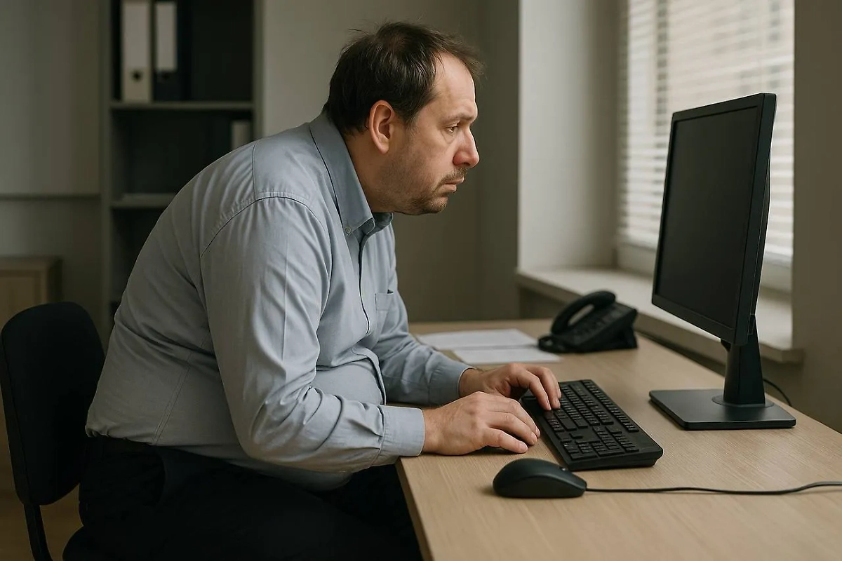 По версии ИИ, именно так выглядит человек с «офисным телом». Обложка © Midjourney / Life.ru