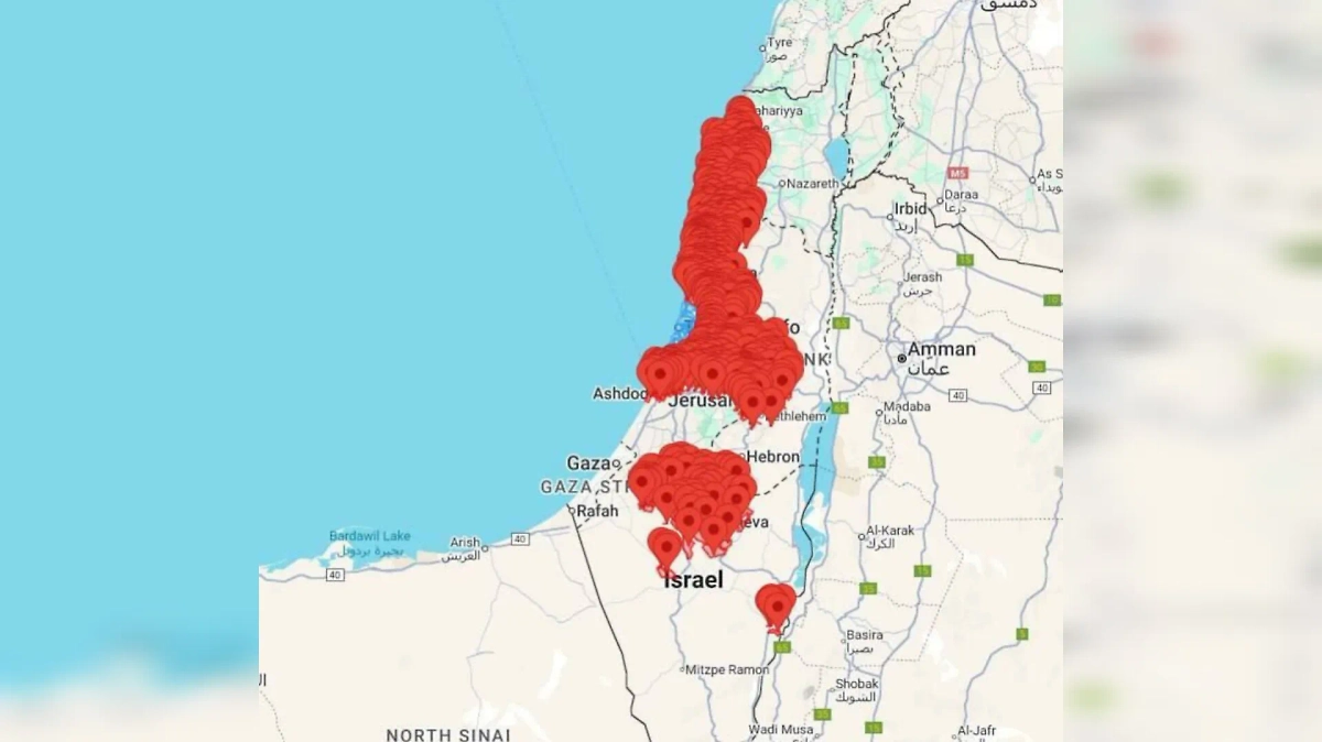 Удары по Израилю. Карта на 19 июня 2025 года. Фото © Telegram / СОЛОВЬЁВ