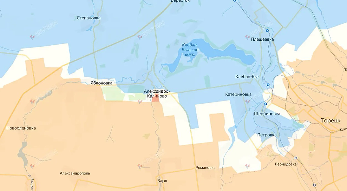 Карта СВО на 20 июня 2025 года. Российские войска вплотную подошли к Яблоновке и проходят в Александро-Калиново. Фото © Telegram / DIVGEN 🚩 Карта СВО