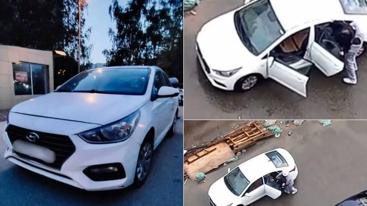 Машина мигранта, в которую он затолкал школьницу. Обложка © «Mash на Мойке».