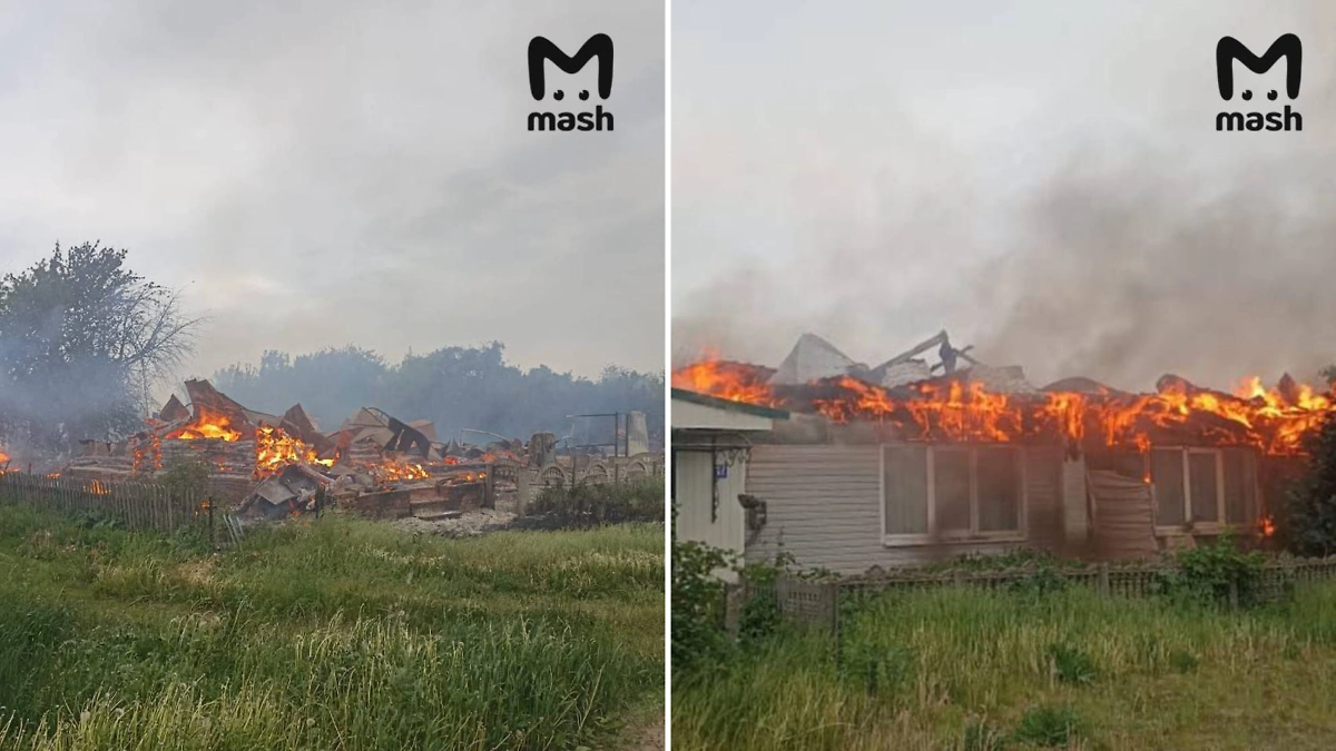 Разрушенные дома в Брянской области, на которых ВСУ тренируют удары дронами. Обложка © Telegram / Mash