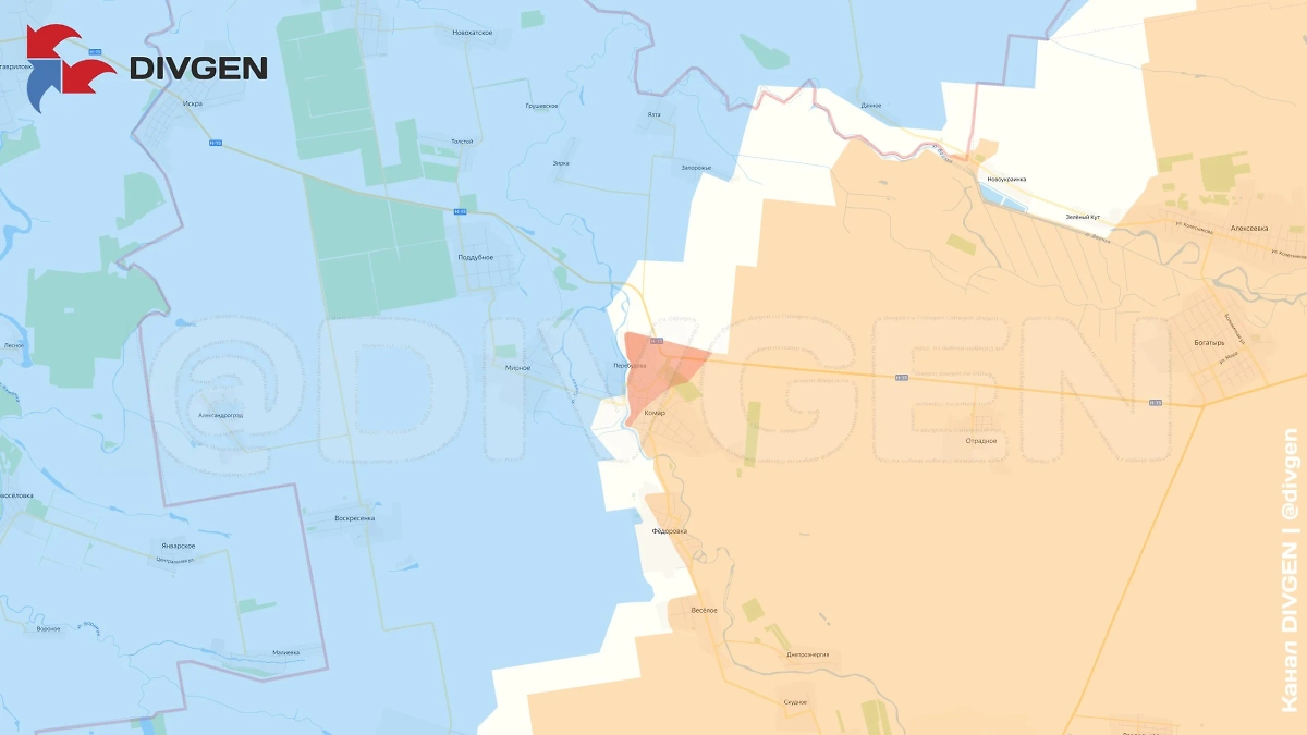 Карта СВО на 14 июня 2025 года. Дальневосточники освободили посёлок Комар в ДНР. Фото © Telegram / DIVGEN 🚩 Карта СВО