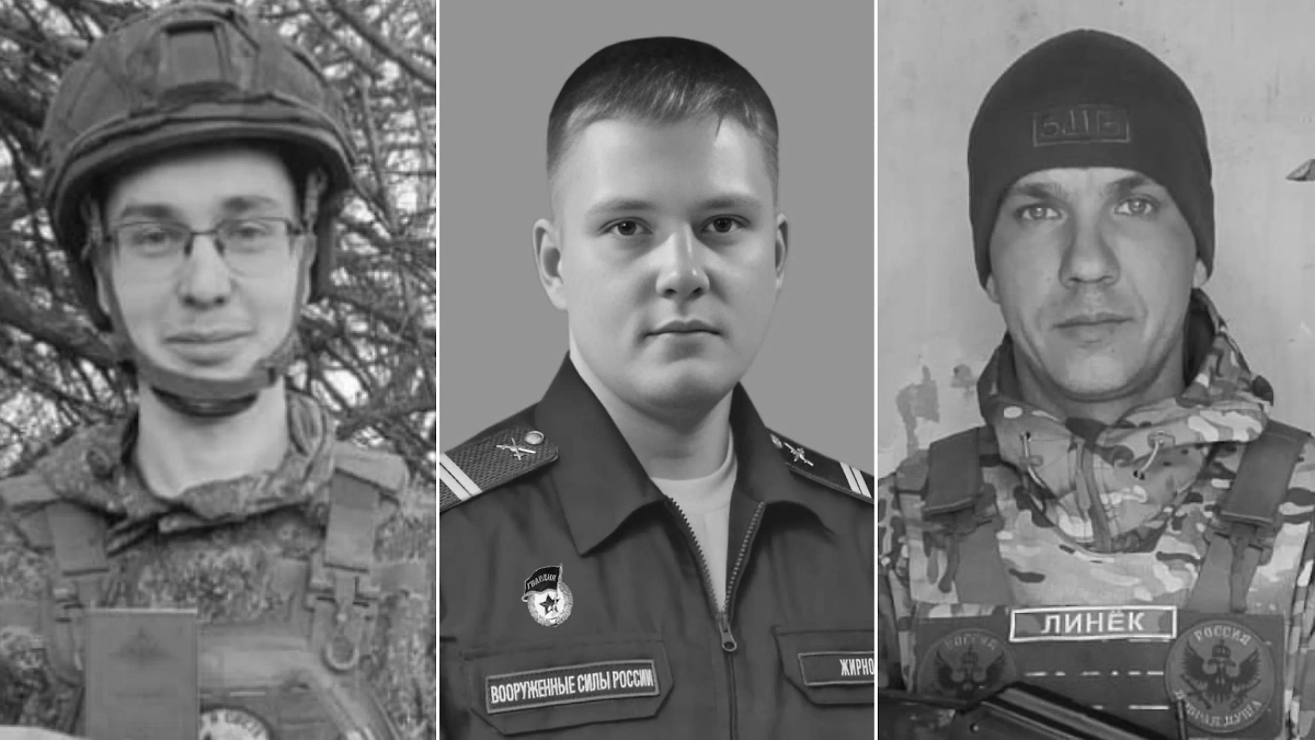 Военнослужащие из Саратовской области (слева направо — Сергей Карпаков, Владимир Жирнов и Алексей Линьков). Фото © Telegram / Иван Лялин, VK / Мой БАЛАШОВ, VK / Петровск Вкурсе