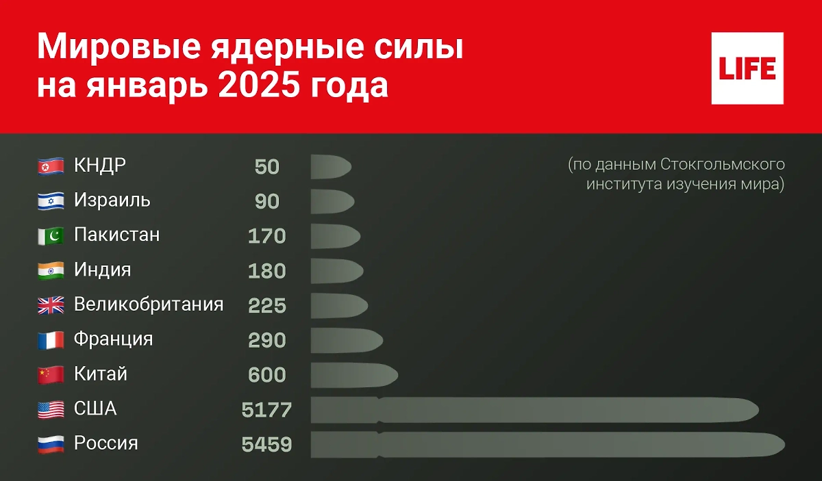 Мировые ядерные силы по состоянию на январь 2025 года. Инфографика © Life.ru.