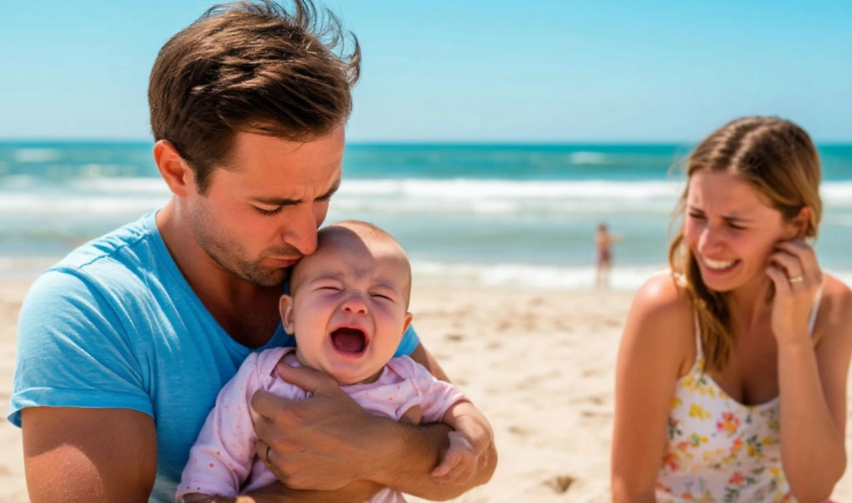 Тепловой удар у ребёнка на пляже: симптомы и первая помощь при перегреве. Фото © «Шедеврум»