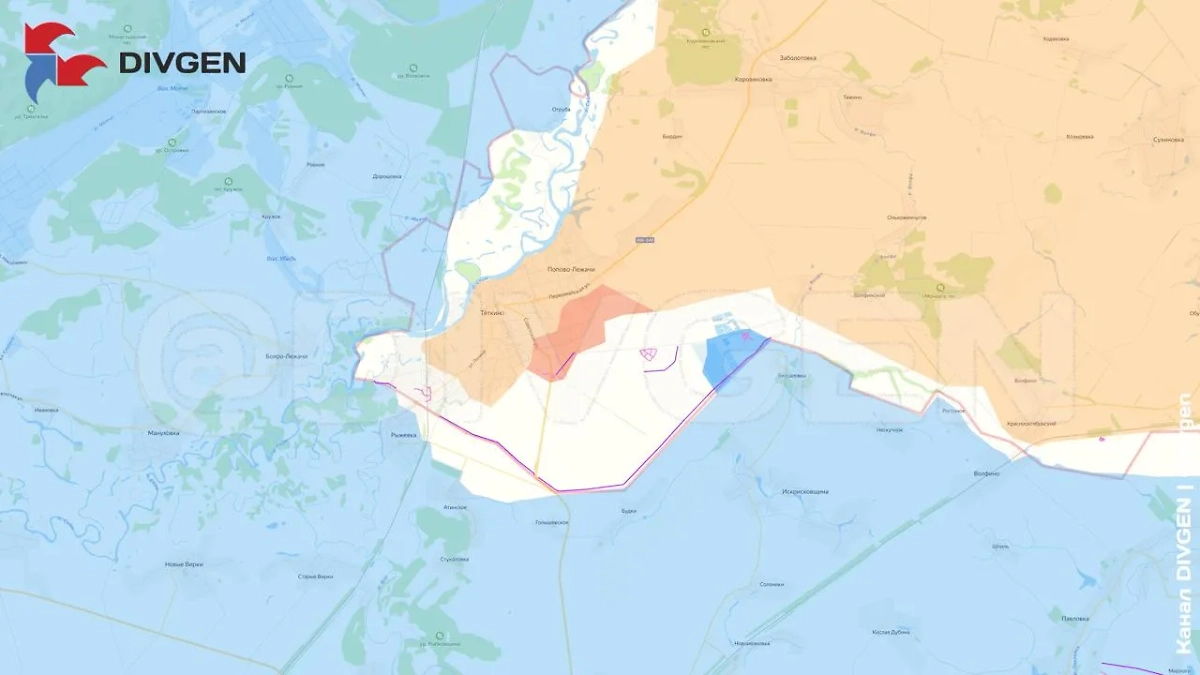 Карта СВО на 29 июня 2025 года. Армия России отбрасывает противника от курского приграничья. Фото © Telegram / DIVGEN 🚩 Карта СВО