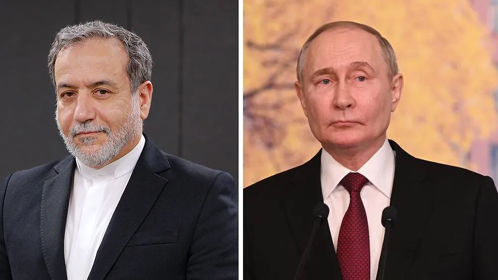 Глава МИД Ирана Аббас Аракчи, президент РФ Владимир Путин. Обложка © Wikipedia / Khamenei.ir, © Life.ru