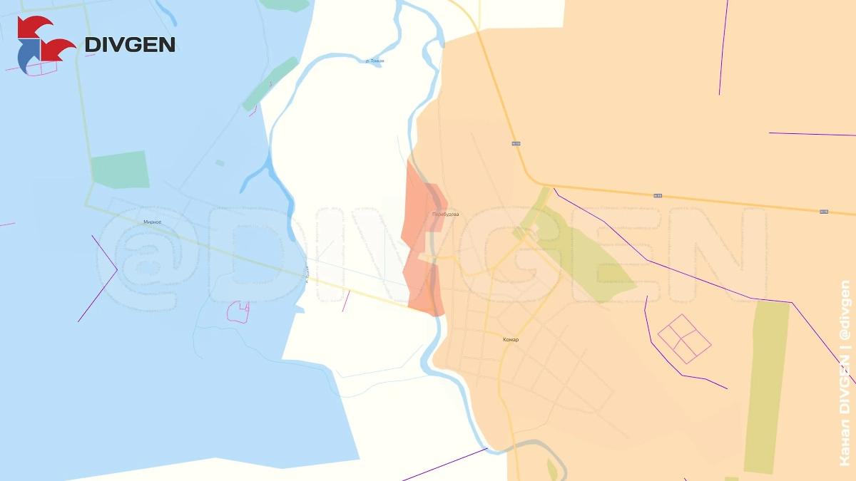 Карта СВО на 23 июня 2025 года. Подразделениями группировки войск «Восток» освобождён населённый пункт Перебудова Донецкой Народной Республики. Фото © Telegram / DIVGEN 🚩 Карта СВО