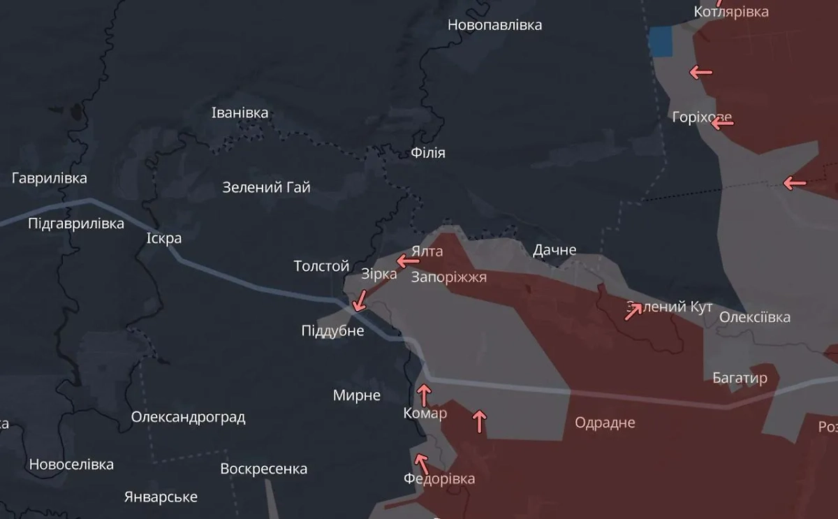 «Серая» зона на карте Днепропетровской области Украины. Фото © Deepstate
