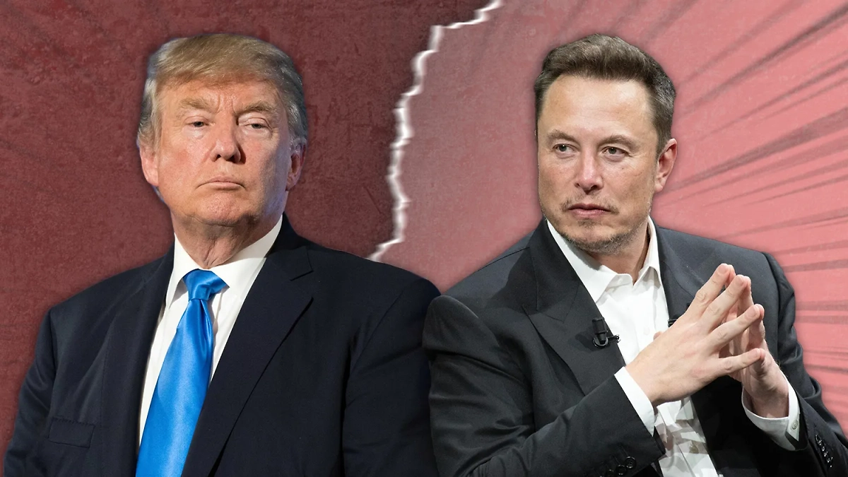 Президент США Дональд Трамп и бизнесмен Илон Маск за время ссоры потеряли миллиарды. Коллаж © Life.ru. Обложка © Frederic Legrand – COMEO © Freepik / starline
