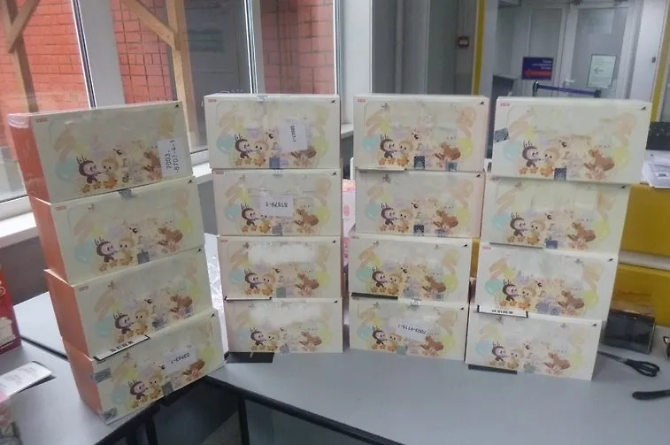 Таможенники нашли у россиянина, прибывшего из Пекина, 282 упаковки с трендовыми игрушками «Лабубу». Фото © ФТС России