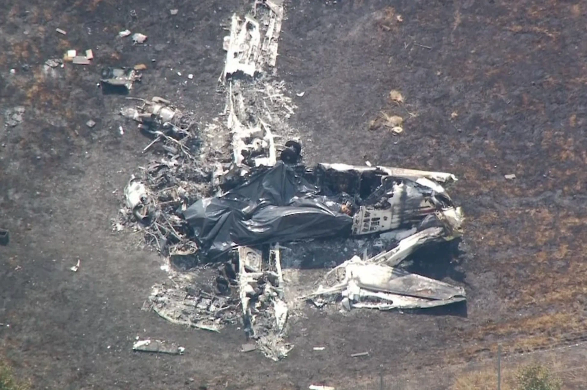 Место падения самолёта в аэропорту Саутенд. Обложка © X / aviationbrk