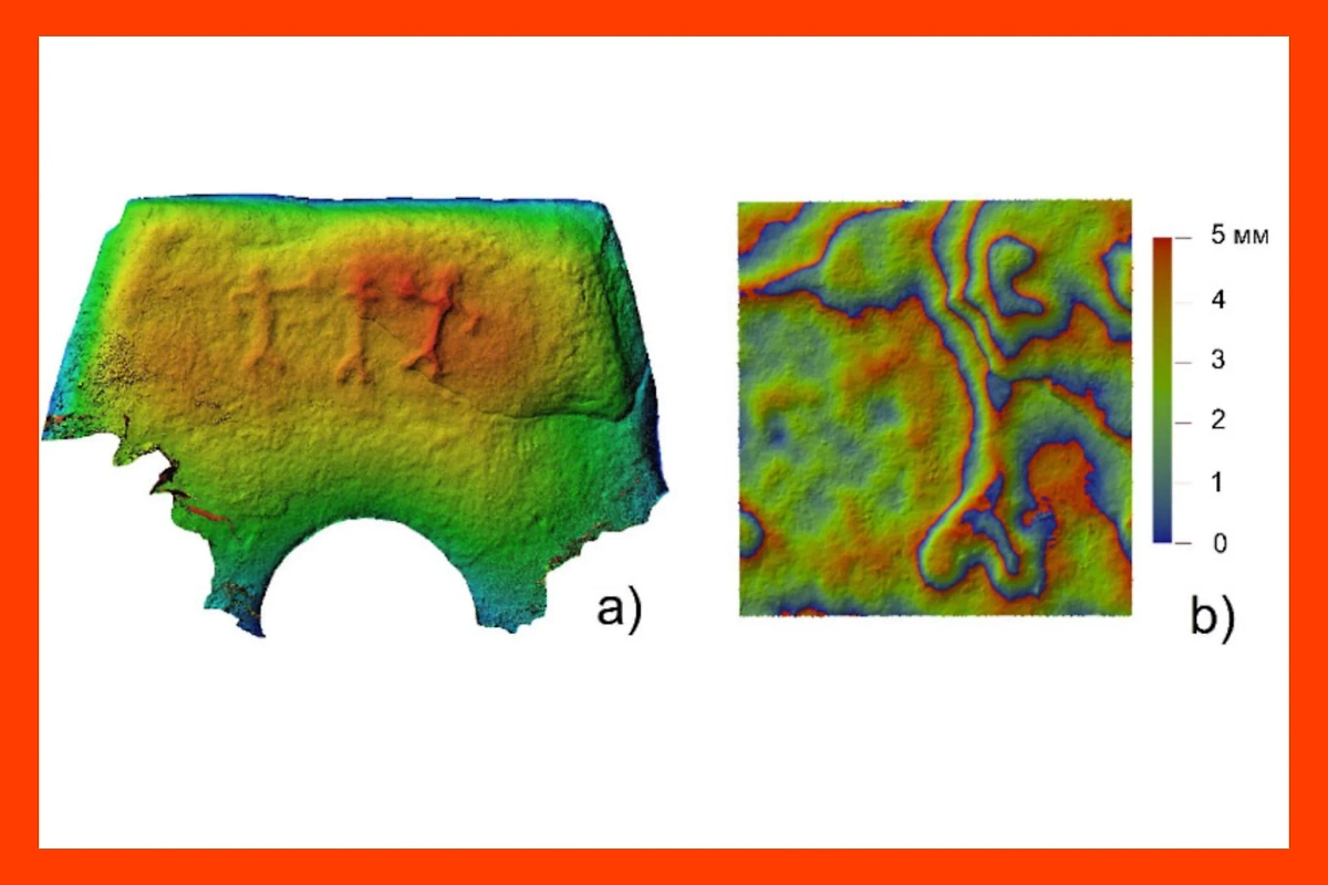 Барельефная композиция на фасадной плите дольмена группы «Чумаки». Фото © Личный архив Андрея Кизилова