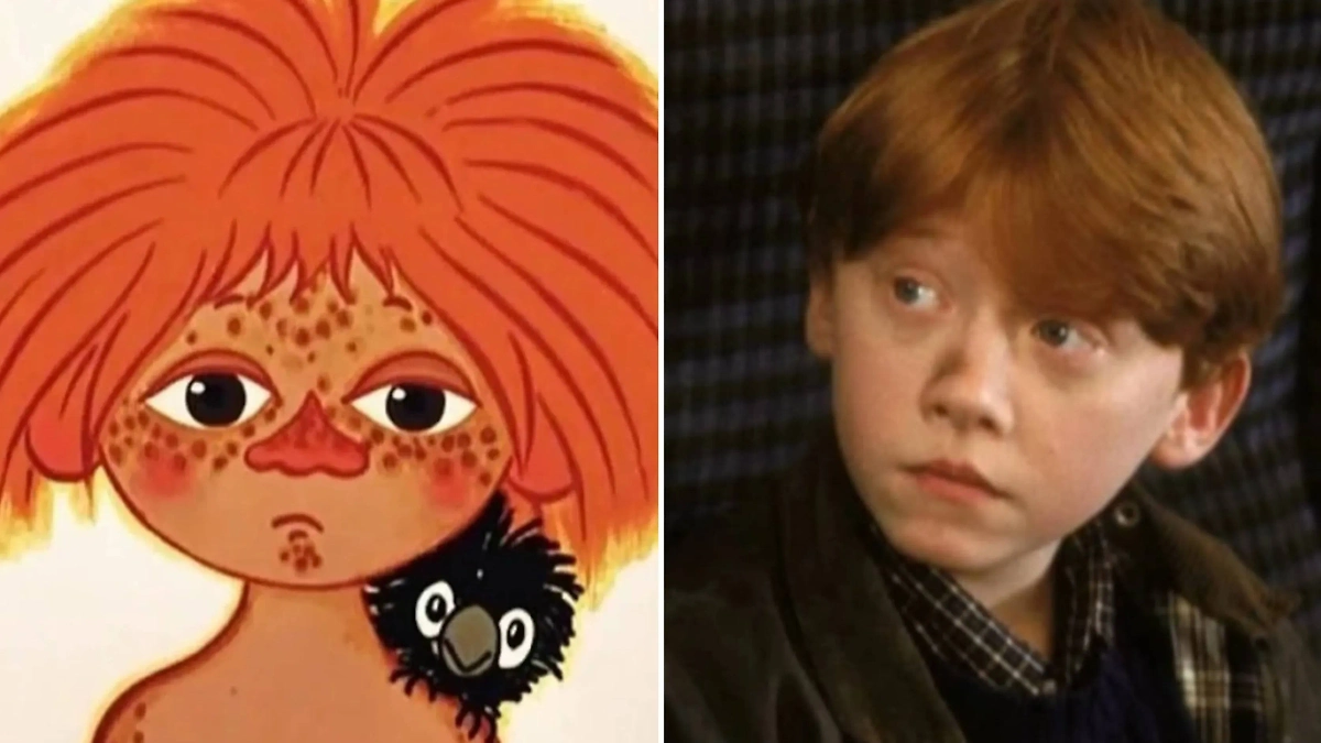 Антошка и Рон Уизли показали удивительное сходство внешности. Фото © RuTube / Искусство радости, © Кадр из фильма «Гарри Поттер и философский камень», режиссёр Крис Коламбус, сценаристы Стивен Кловз, Дж.К. Роулинг / Kinopoisk