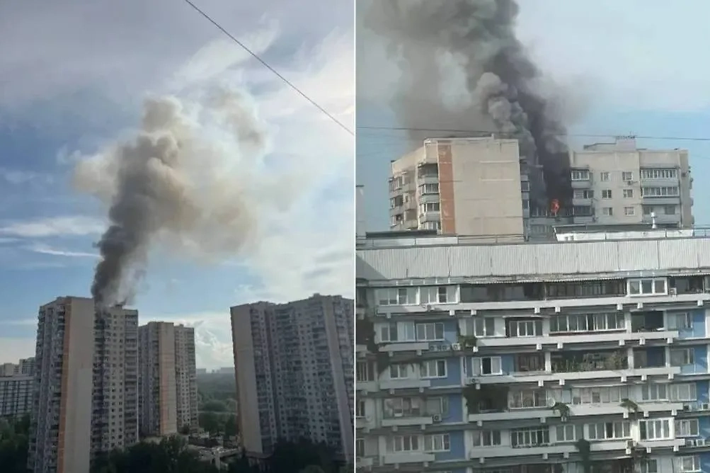 Кадры пожара в Северном Чертаново. Обложка © Telegram / Чертаново